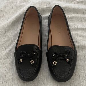 Kate Spade Black Leather Flats with Bow Detail